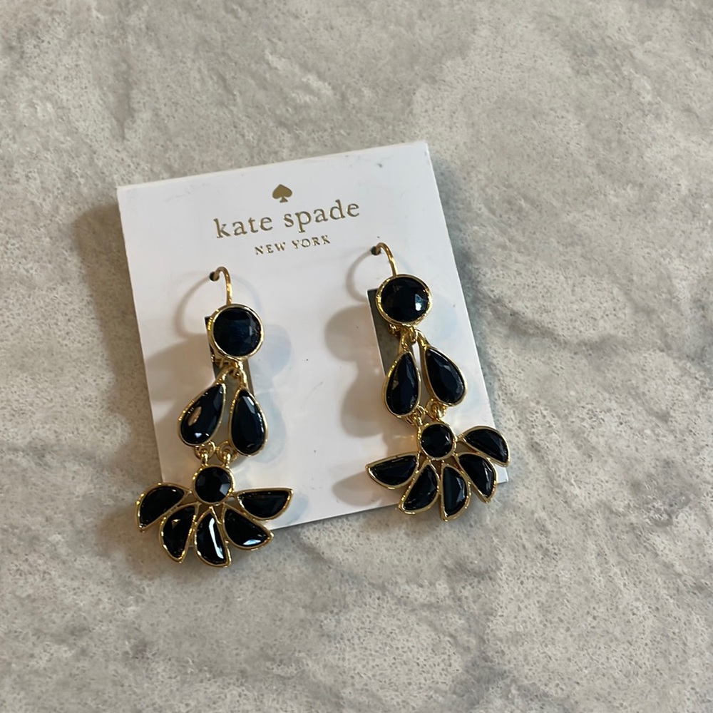 Brand new Kate Spade earrings. Black and yellow gold.